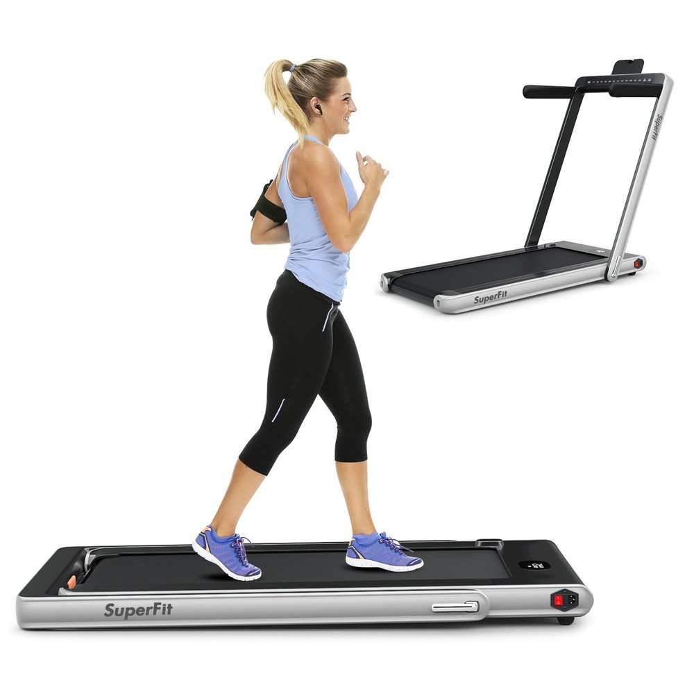 2.25HP Speed Adjustable Folding Treadmill W/Bluetooth Speaker Remote Control LED