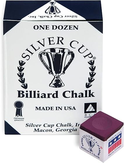 Silver Cup Billiard Chalk - 1 Gross (144 pcs.) WINE
