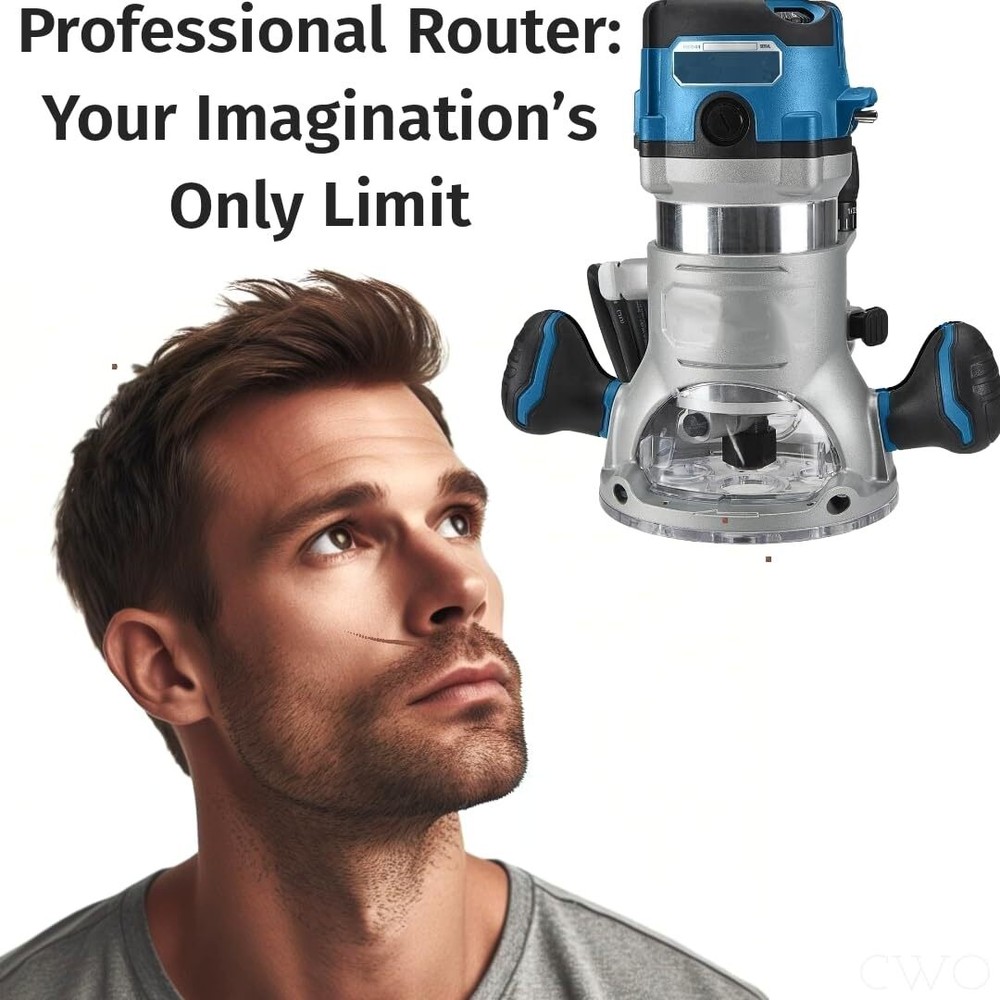 Hercules 2-1/4 HP (Max), Corded 12 Amp Variable Speed Fixed Base Router with Pl