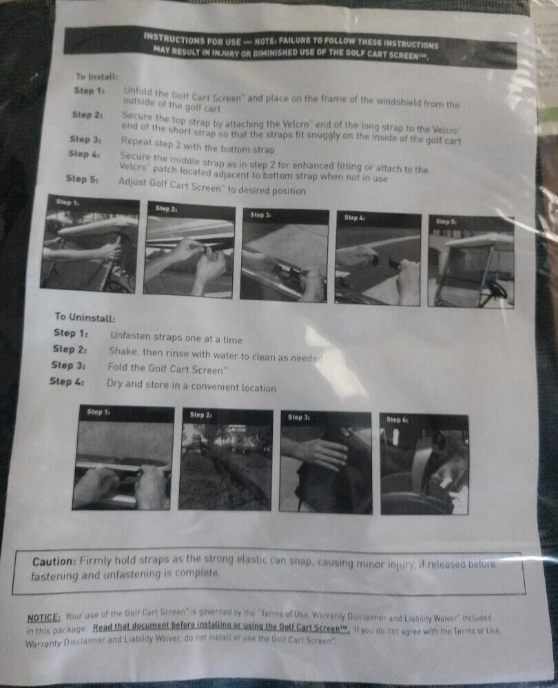 Full Screen or Half Screen Golf Cart Screen - Keep Bugs Away While You Play