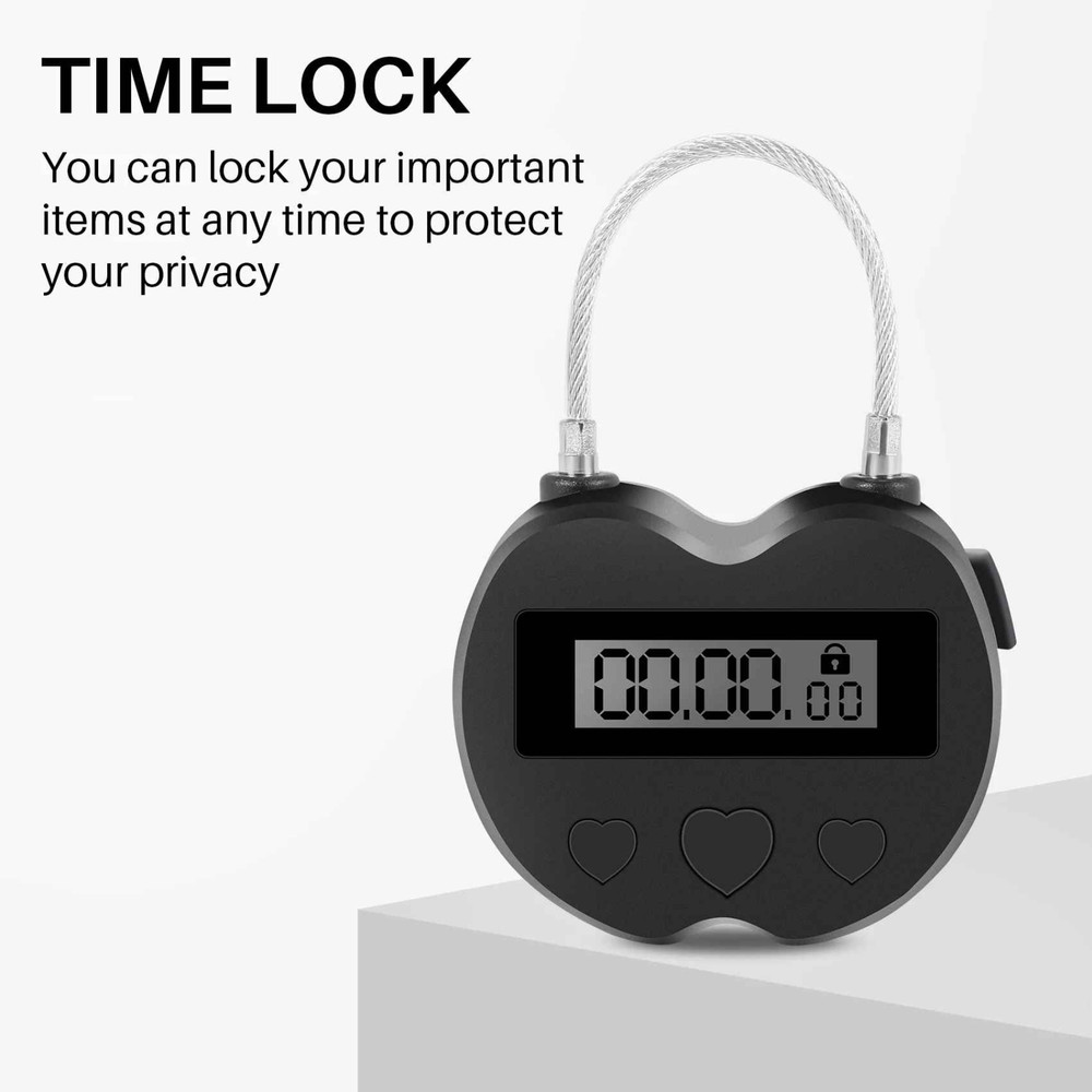 2PCS Black Time Lock LCD Display Time Lock Multifunction Travel Electronic Timer