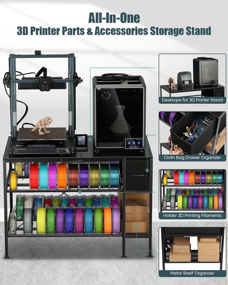 3D Printer Table with Filaments Storage - 3D Printer Stand Filament Storage Rack