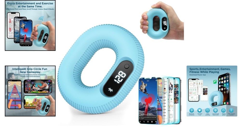 30lb Smart Grip Trainer - Durable Silicone with Interactive Games & HID Browsing