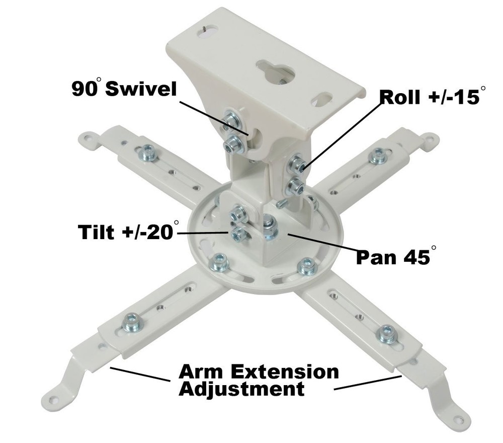 VideoSecu Projector Ceiling Mount Adjustable Steel 22lbs Capacity White Finish