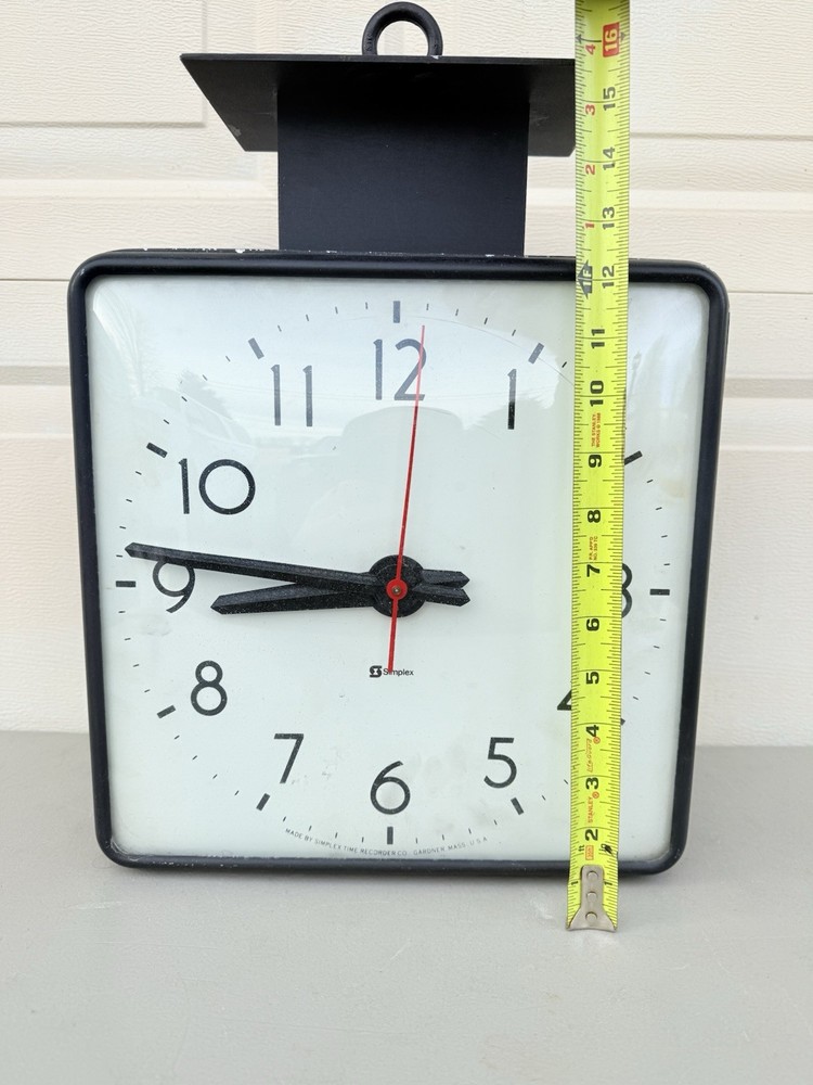 Vintage Simplex Industrial Hanging Ceiling Clock Square Double Sided