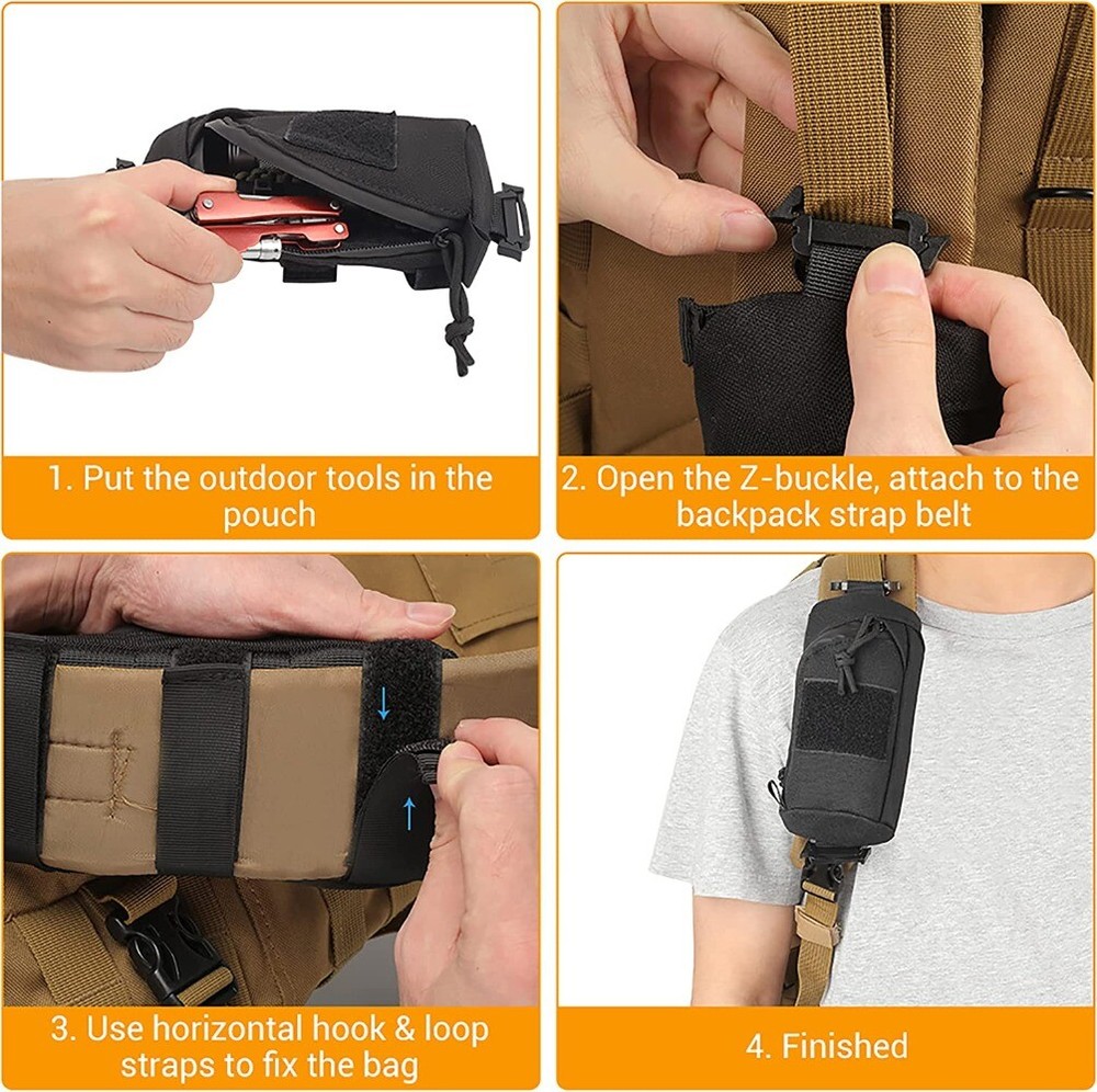 Tactical Molle Accessory Hunting Tool Utility Bag Backpack Shoulder Strap Pouch
