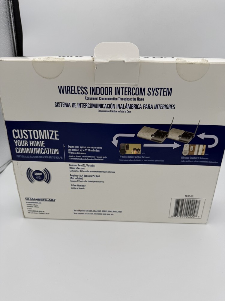 Chamberlain NLS2 Wireless Portable Indoor Intercom-Double Unit READ