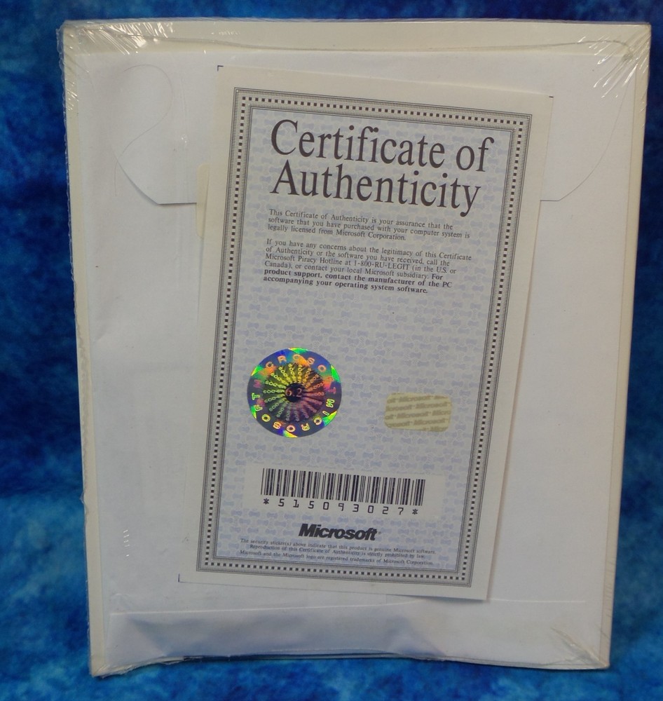 Microsoft MS-DOS Version 6.2 FULL Version Brand New Sealed 3.5 Floppy Discs COA