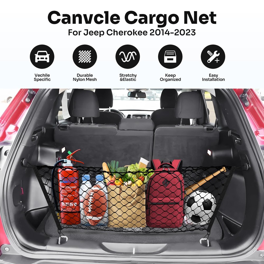 Trunk Cargo Net for 20142023 Jeep Cherokee Stretchable Mesh Organizer