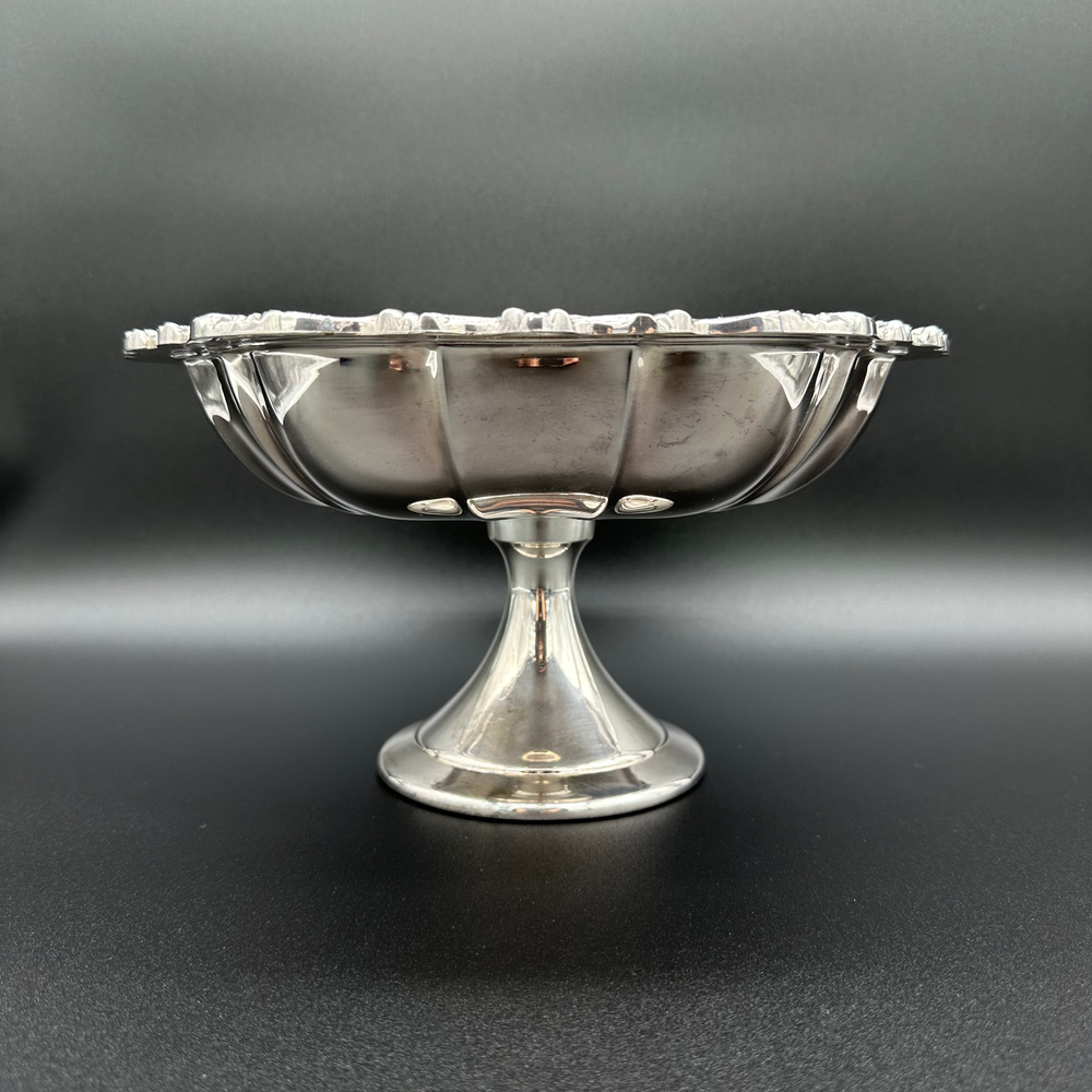 Vintage Silver Plated Large Compote 10.5" 2.4lbs Rose Swirl Pattern
