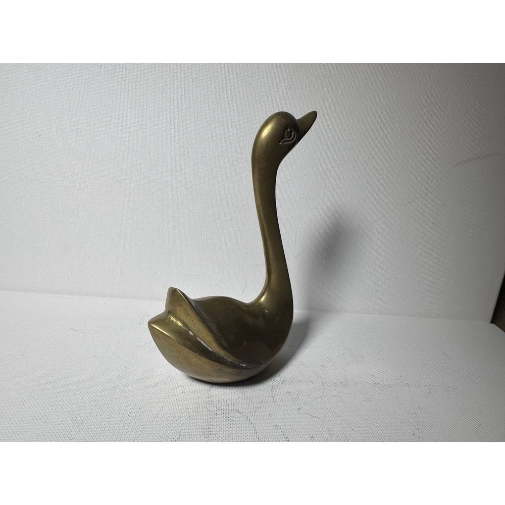Solid brass goose swimming vintage decor