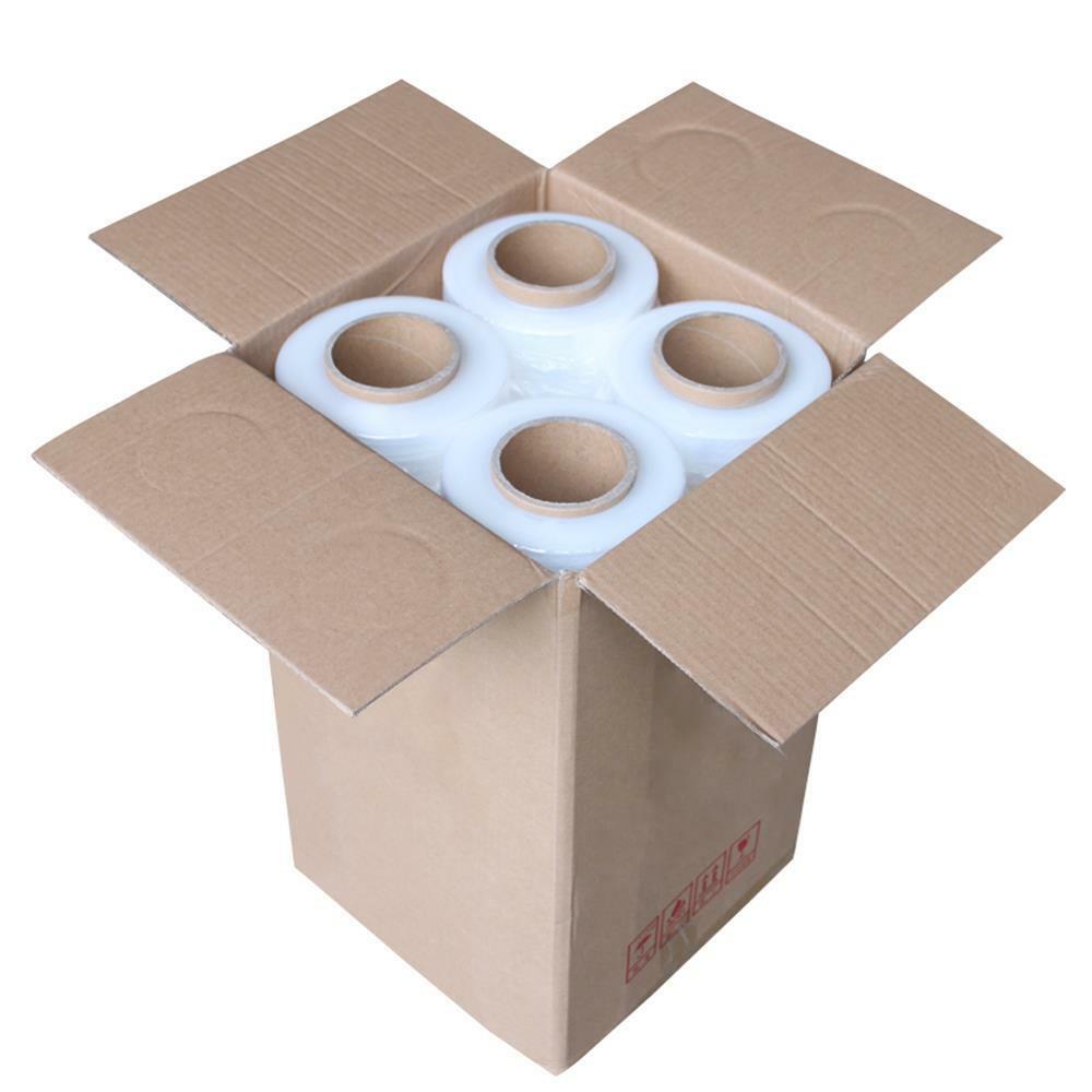 4 Rolls 18" X 1500 FT Hand Stretch Plastic Film Shrink Pallet Wrap 80 Gauge