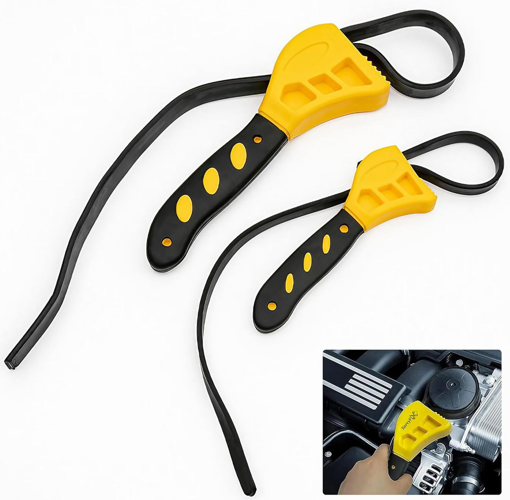 Adjustable Rubber Strap Wrench Set - 2-Pack Heavy-Duty Non-Slip Tool