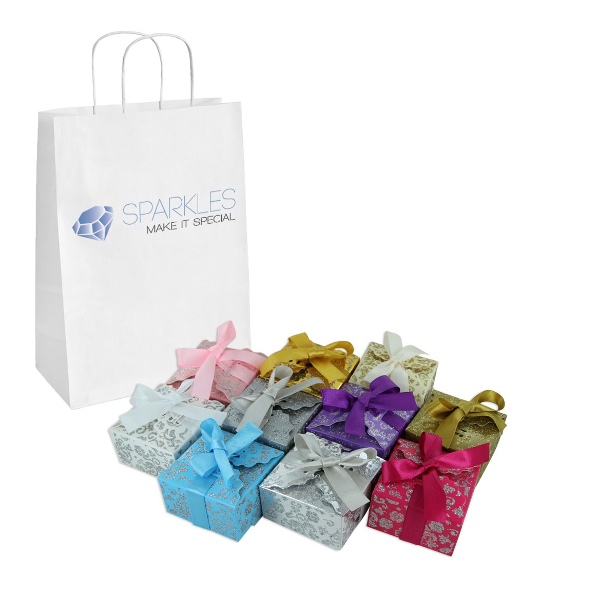 50 Small Ribbon Wedding Favor Gift Boxes Baby Shower Candy - 11 Colors