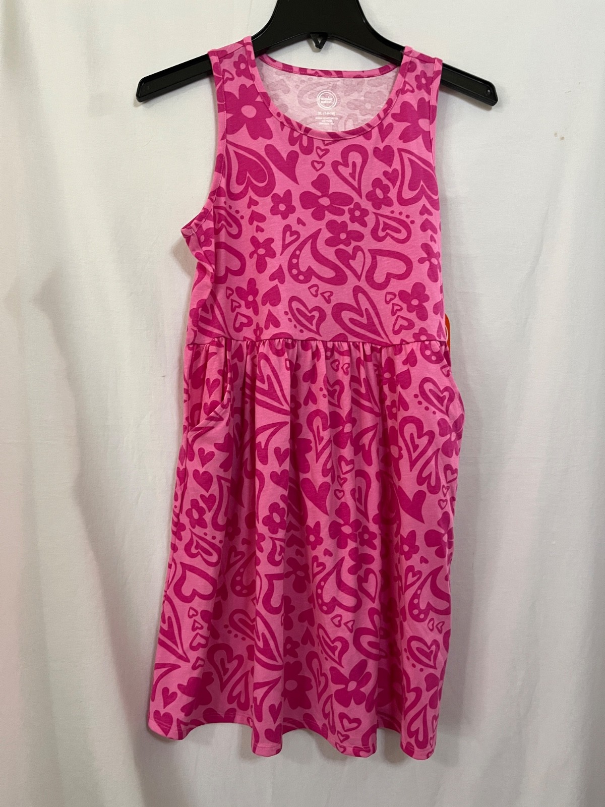 Wonder Nation Pink Hearts Tank Dress Girls Play With Pockets Many sizes NEW
