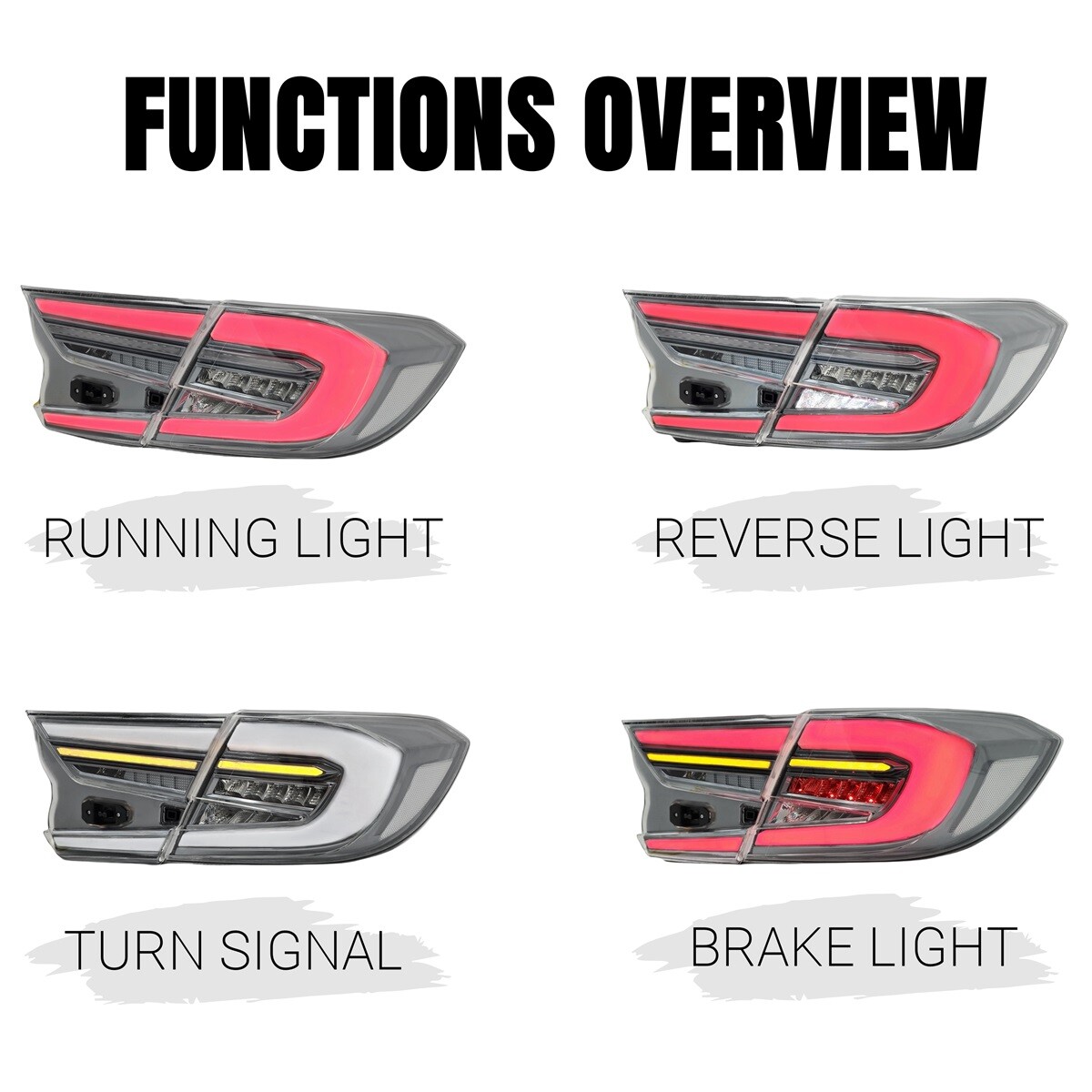 OEM+ LED Tail Lights for Honda Accord Sedan 2018-2022 10th Gen Smoked Chrome