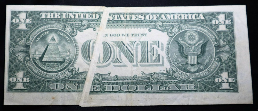 1977 $1 doble gutter folding error PRINTING note!!! GREAT CIRCULATED CONDITION
