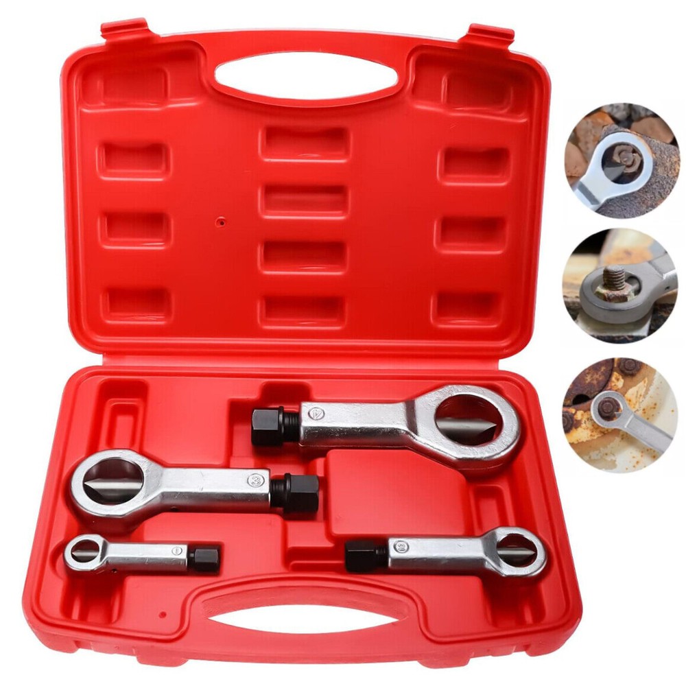 4pcs Nut Splitter Tool Broken Damaged Stuck Remover Puller Corroded Split Set