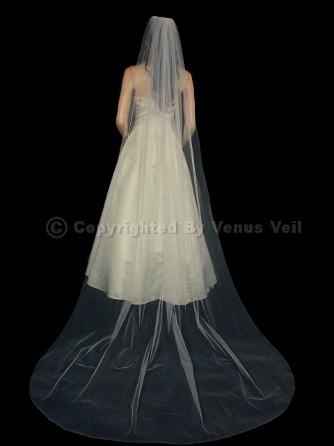 1T Ivory Bridal Cathedral Length Cut Edge Wedding Veil