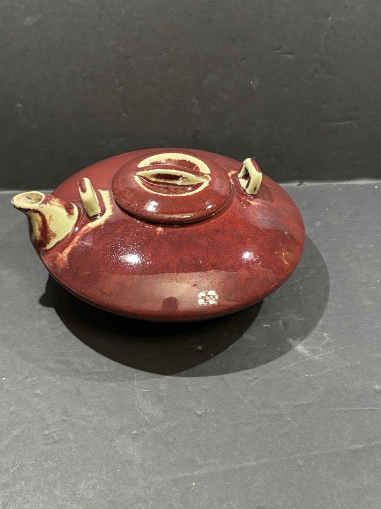 Bombay Red Ceramic Teapot w/ Infuser – 8.5” – Needs Handle – Rustic Glaze