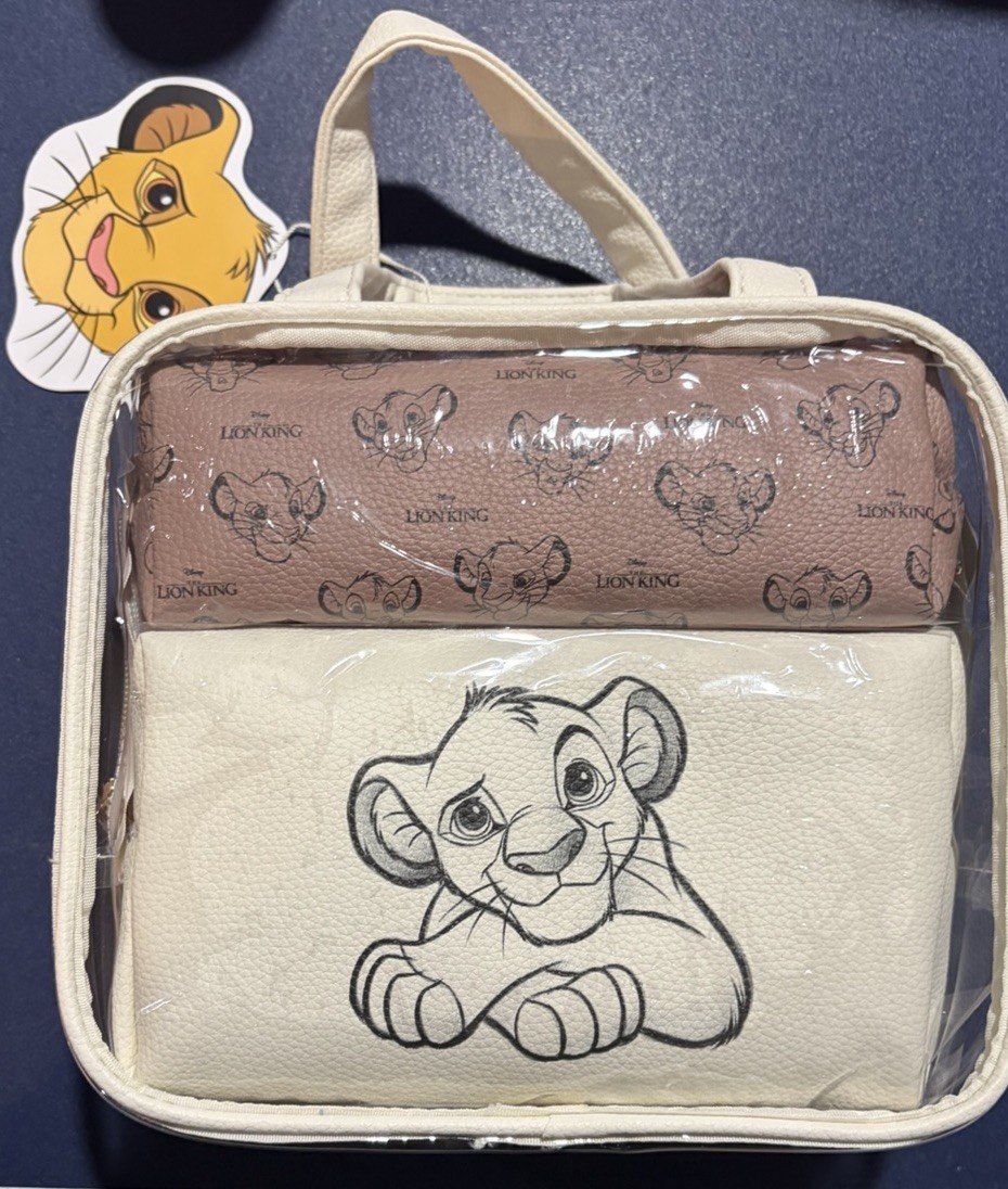 Primark Disney The Lion King Simba 3 Piece Toiletry Makeup Travel Bag Set NEW