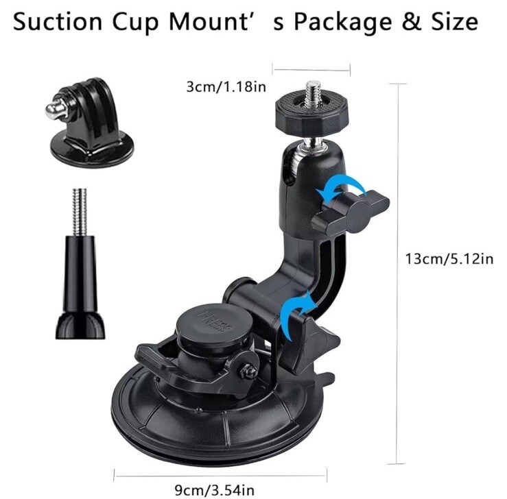 Suction Cup Mounted Adjustable Car Camera Mount Adapter for DJI Osmo Pocket 3