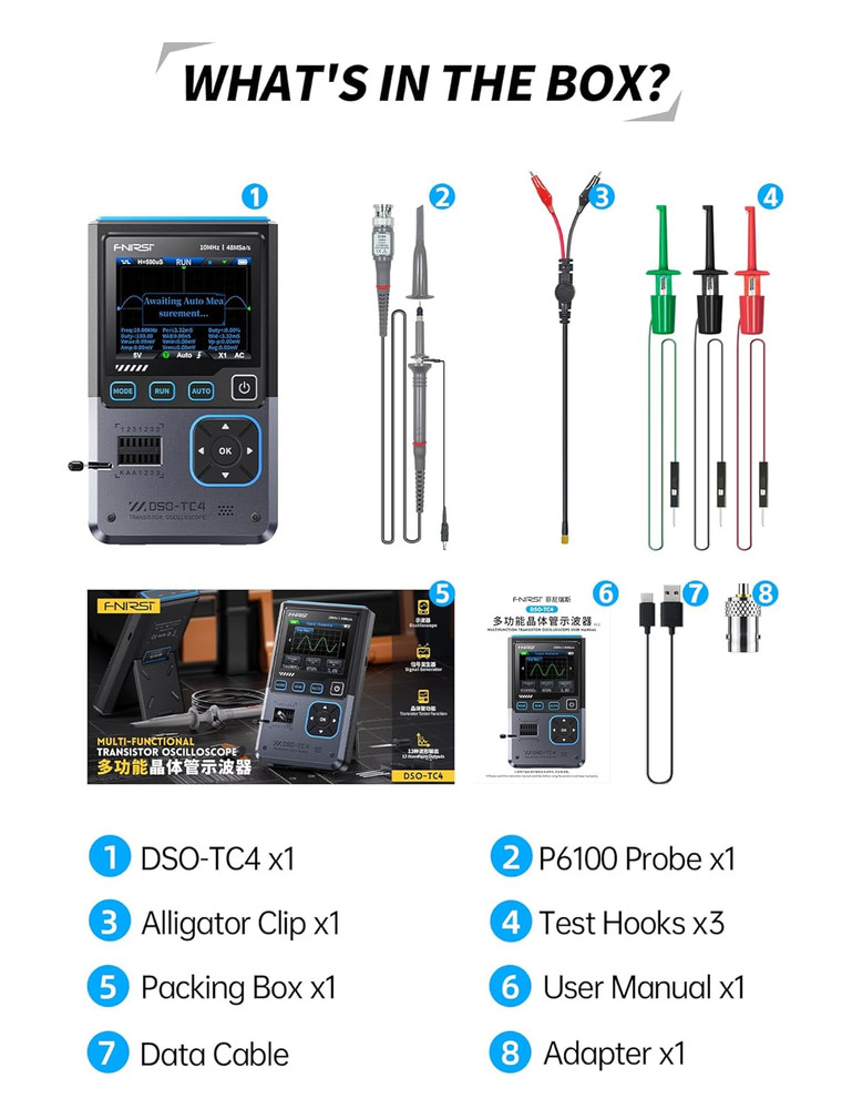 DSO-TC4 Handheld Oscilloscope, 10Mhz Bandwidth 48Msa/S Sampling Rate Transistor