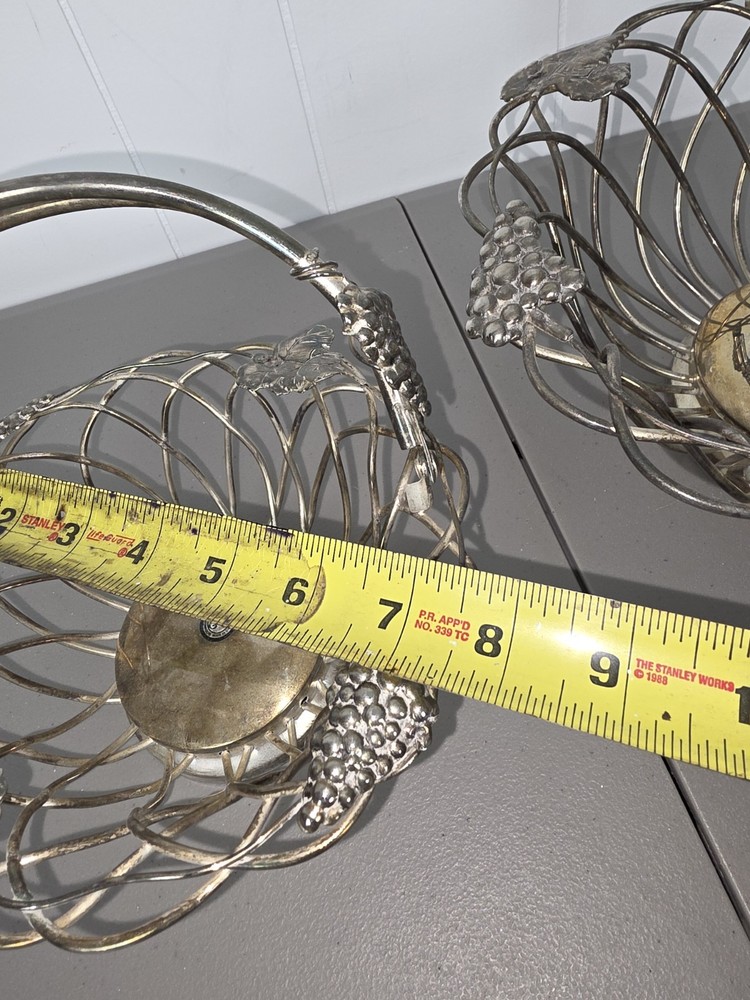 GODINGER Silver Grapevine Leaf Baskets Silver Plated Base Metal 11" Decorative