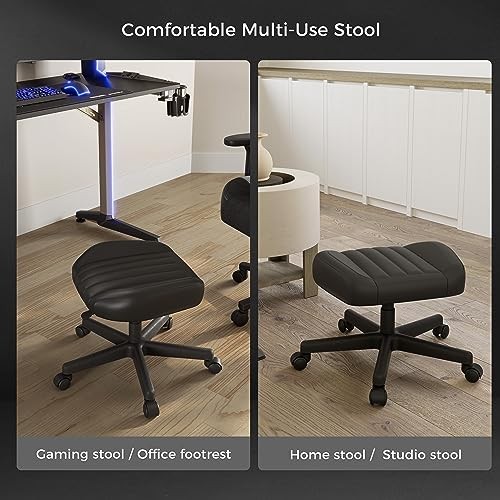 Multi-Use Stool, Height Adjustable Swivel Rolling Stool Chair W Wheels, Black