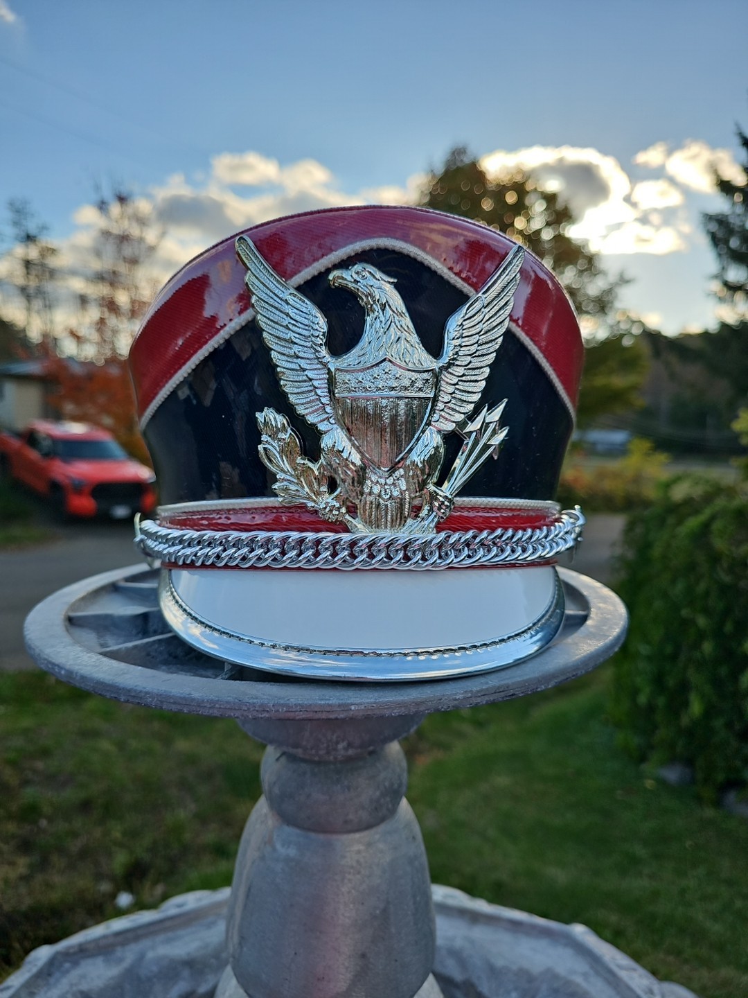 Vintage Fechheimer Bros Company Marching Band Hat Size 7 3/8 Shako Magnum
