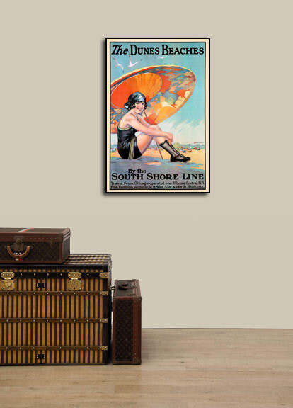 Dunes Beach - 1920s South Shore Line Vintage Style Travel Poster - 16x24