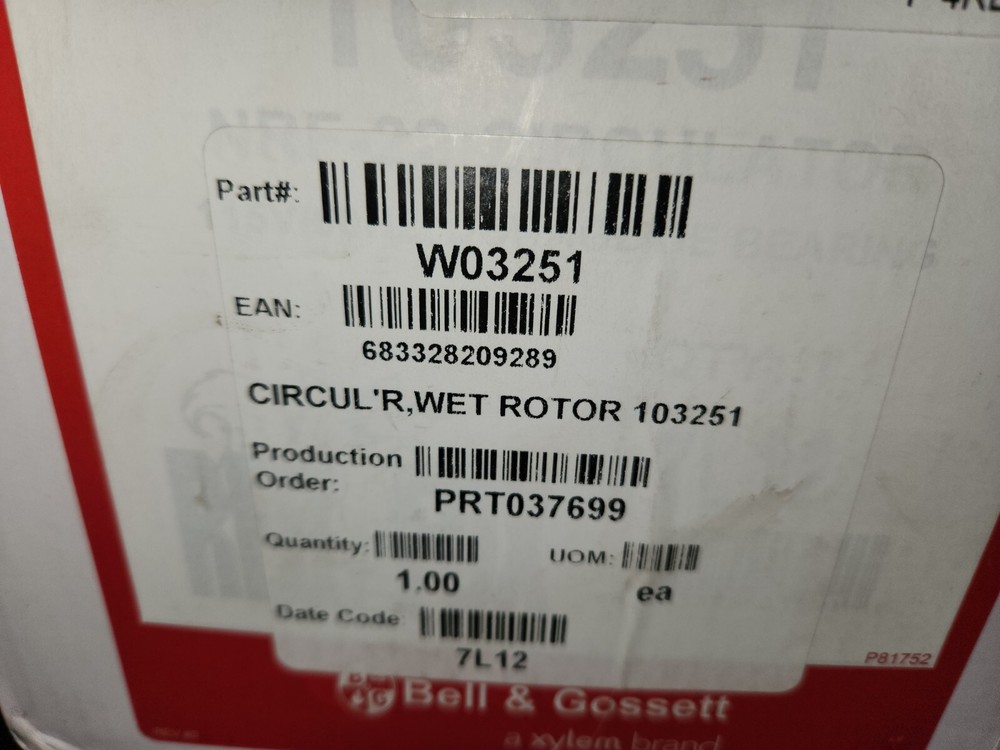 Bell & Gossett # 103251 CIRCULATOR PUMP #W03251 #4RD04