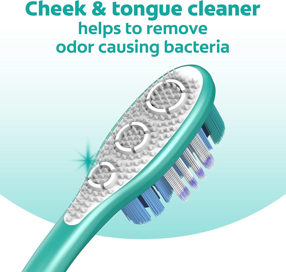 360 Deep Clean Soft Toothbrush for 4 in 1 Bacterial Removal, Features Floss Tip