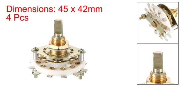 4 Pcs Band Selector Rotary Switch 2P5T 2 Pole 5 Position 1 Deck