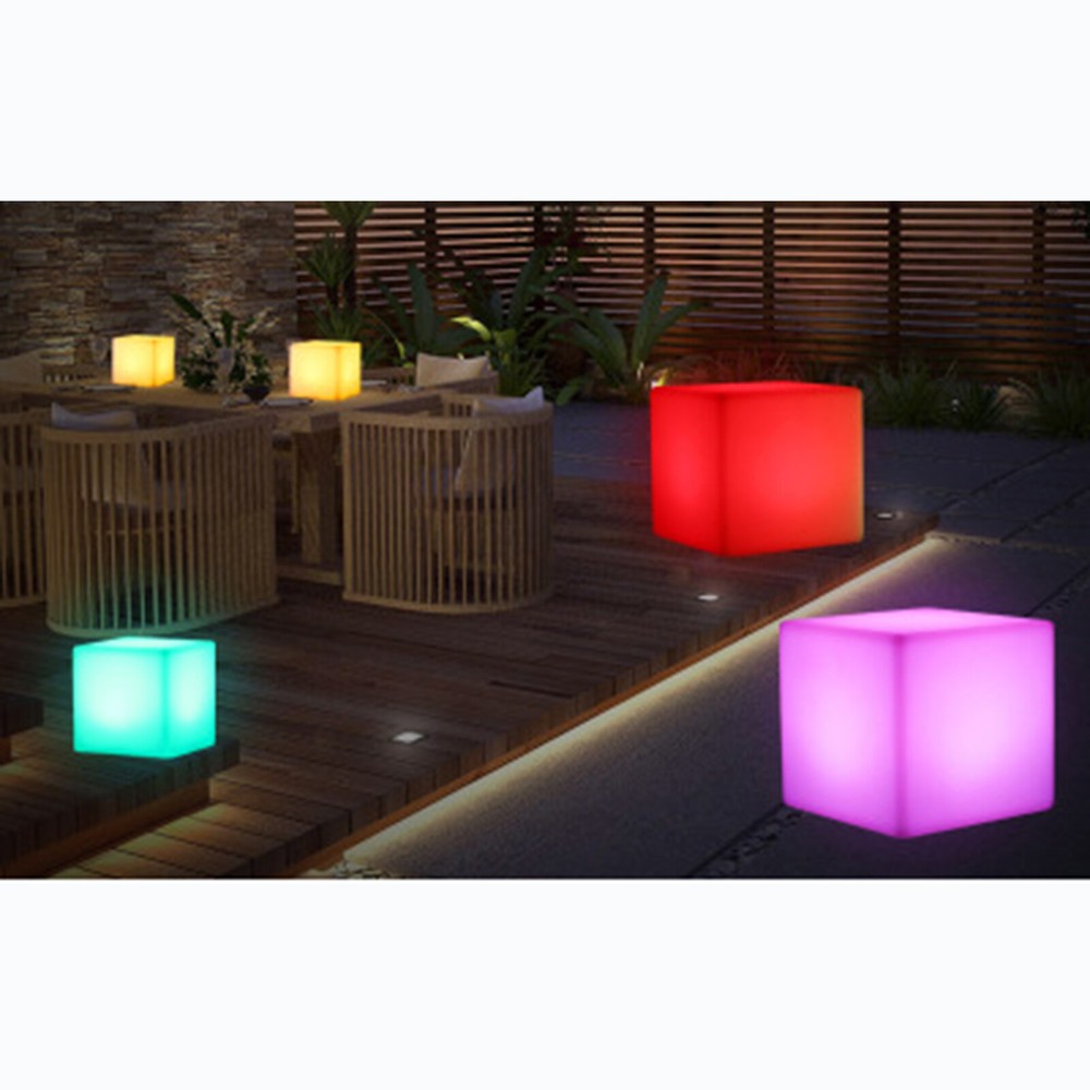 30cm Adjustable Brightness Cube LED Color Square Stool W/Infrared Remote Control