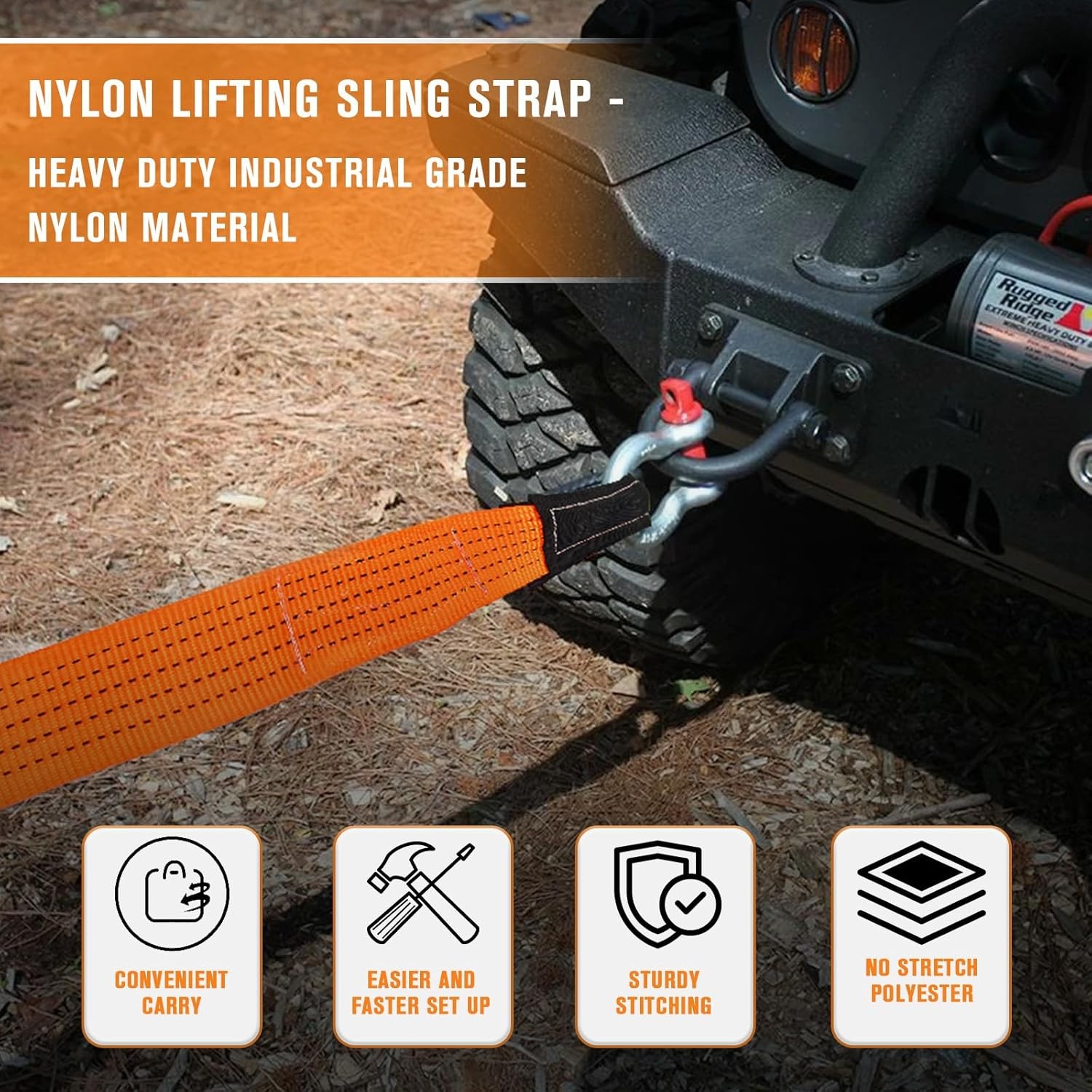 2 Pcs 2" x10FT Heavy Duty Nylon Lifting Sling Strap, 15000lb Capacity Super Stur