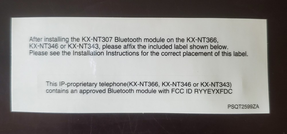Panasonic KX-NT307 Bluetooth Module New in Box
