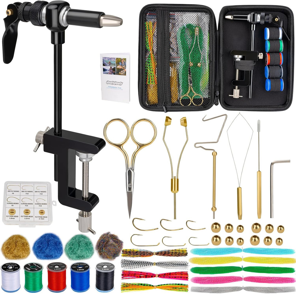 Fly Tying Vise & Tools Kit, Complete Set with Bag Include Fly Tying Vise Bobbin