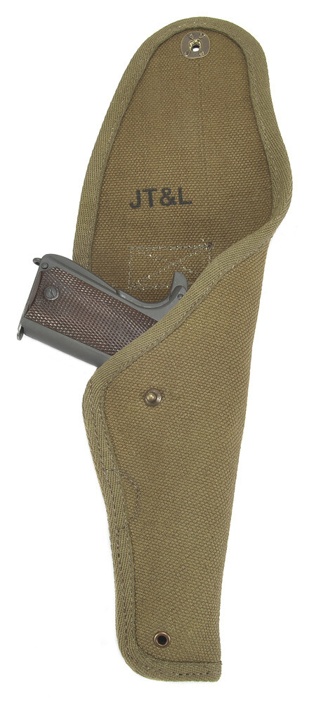 US WW2 M1916 Colt 1911 .45 Holster OD Cotton Webbing Experimental M1Holster