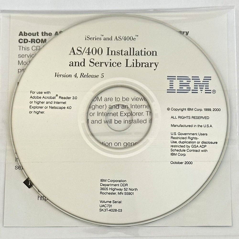 IBM AS/400e iSeries Installation and Service Library Version 4 Release 5 UAC731