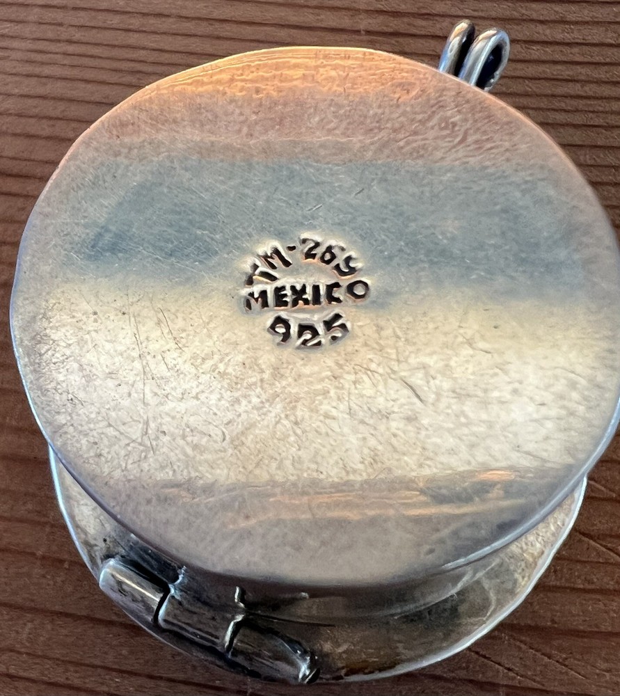 Sterling Silver Aztec Calendar Pill Box from Mexico