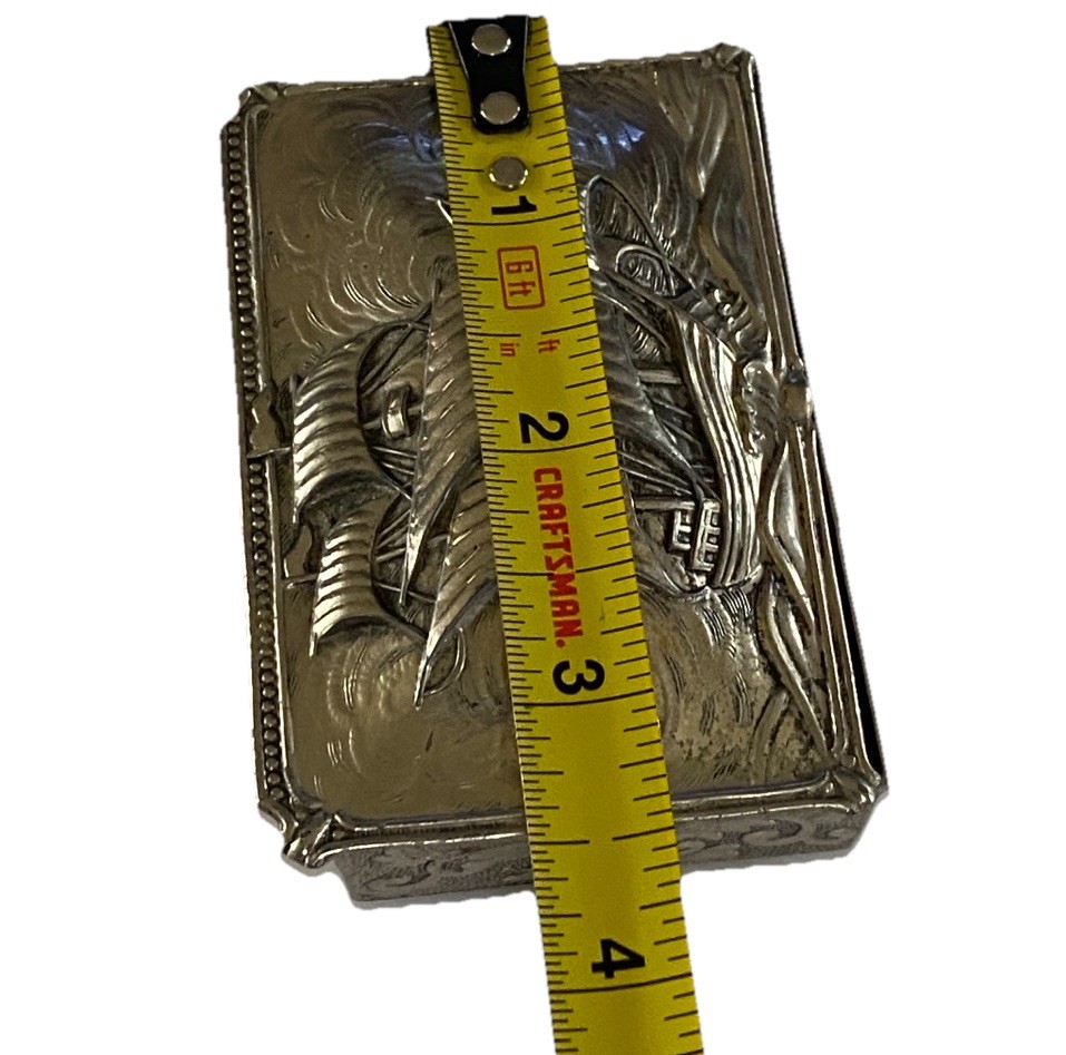 VTG Continental New York Silver Plated Ship Cigarette/Trinket Box Occupied Japan