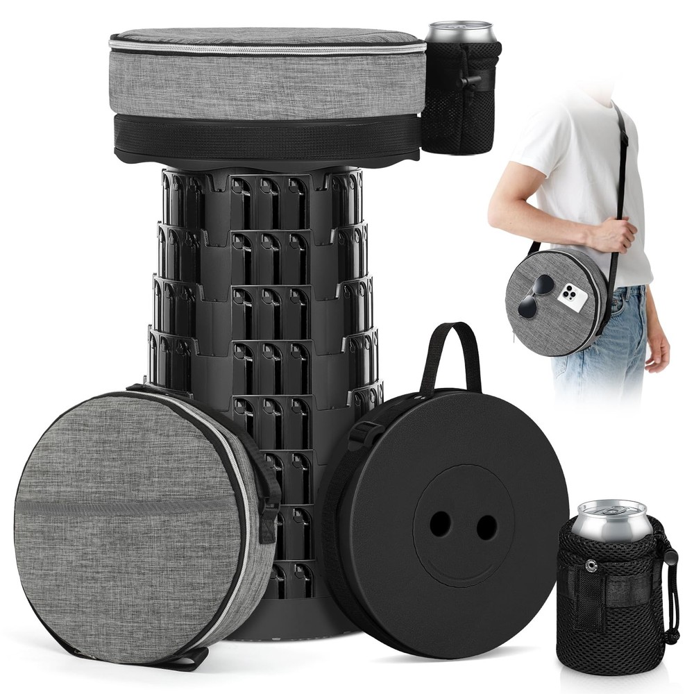 Upgraded Collapsible Stool with Load Capacity 600lbs, Stable Folding Stool wi...