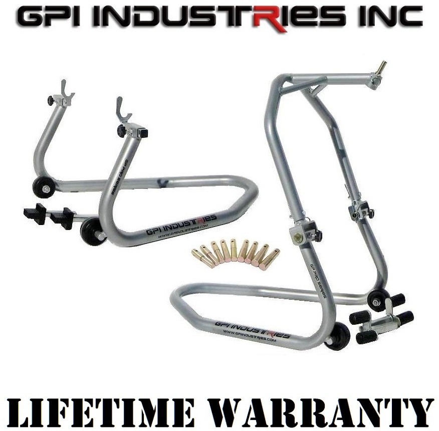 Front and Rear with Head Lift Motorcycle paddock race stands lifts set