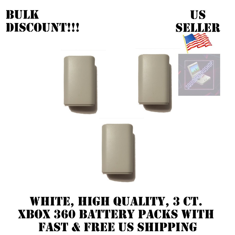 3x White Battery Replacement for Xbox 360 Controller Case, Shell, Pack, Cover US