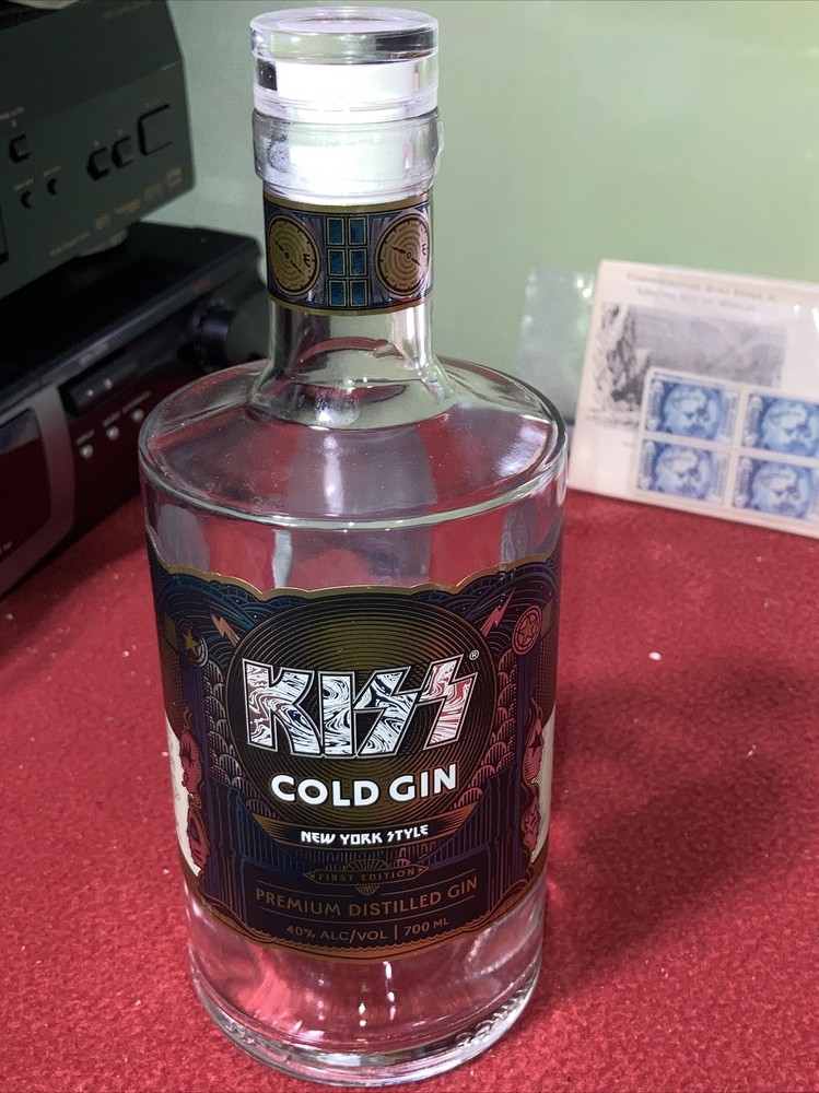 KISS COLD GIN Empty Bottle - Collectible First Edition New York Ace Frehley