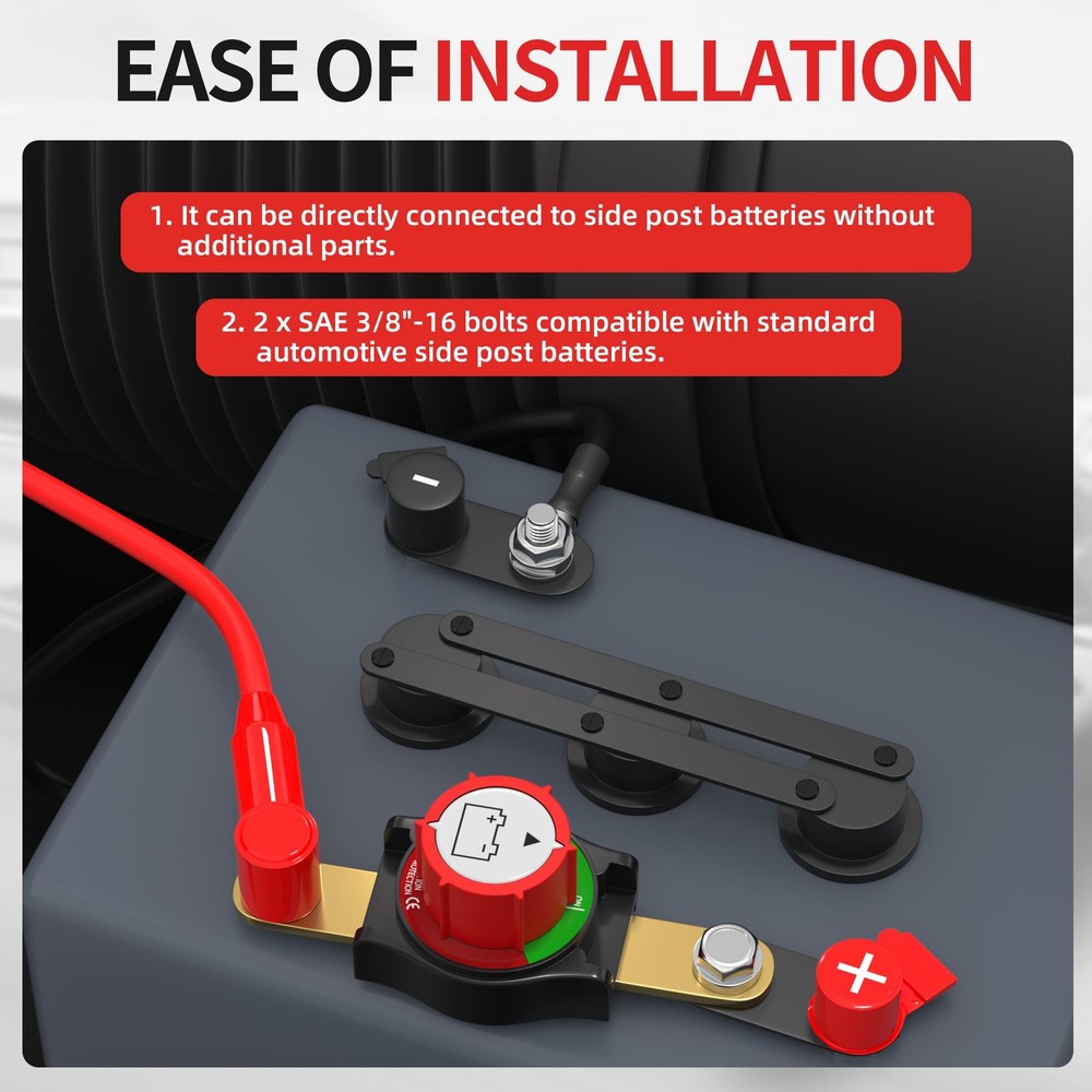 Joinfworld Side Post Battery 250A On-Off Post,