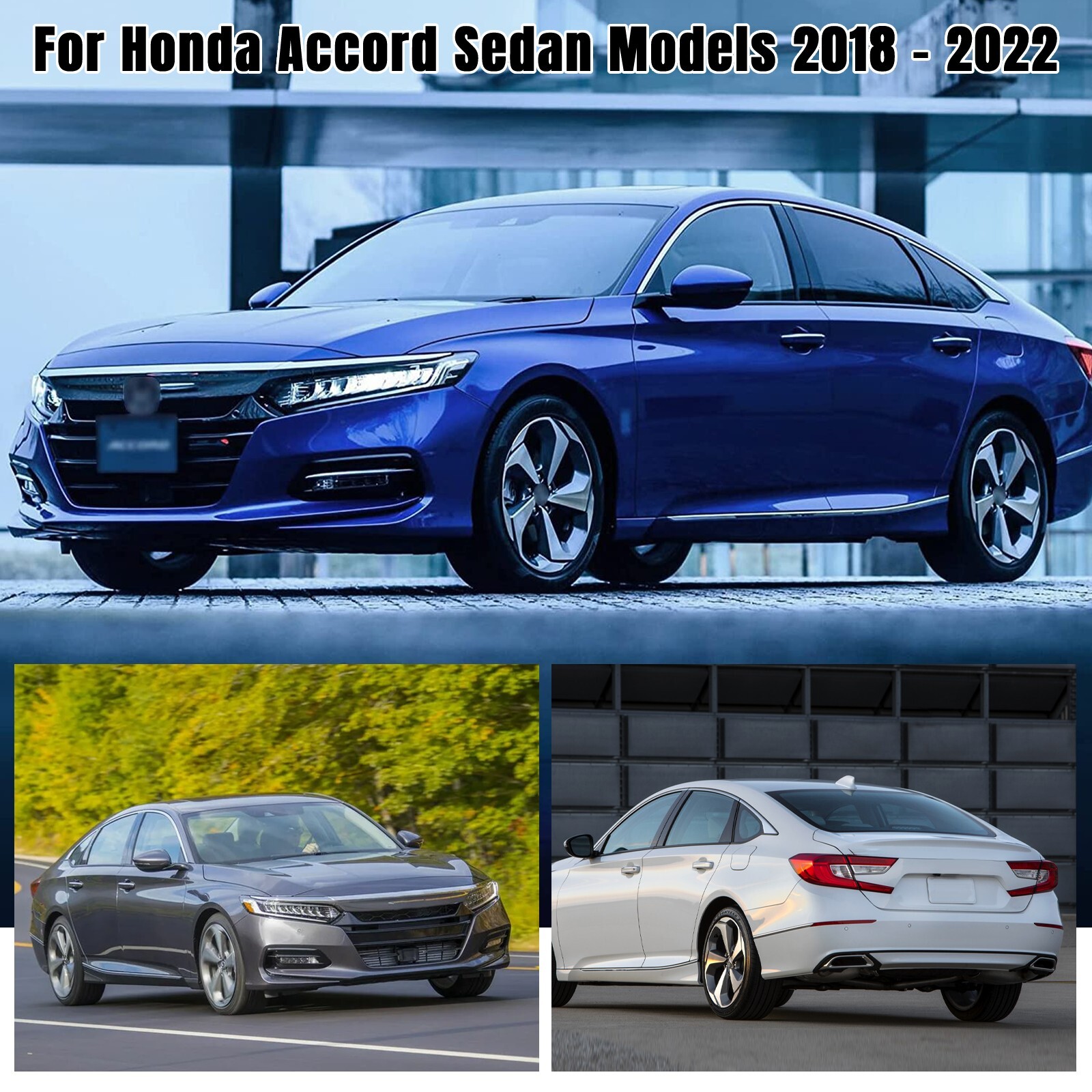 6Pcs Chrome Delete Blackout Window Trims For Honda Accord Sedan 2018-2022 Black