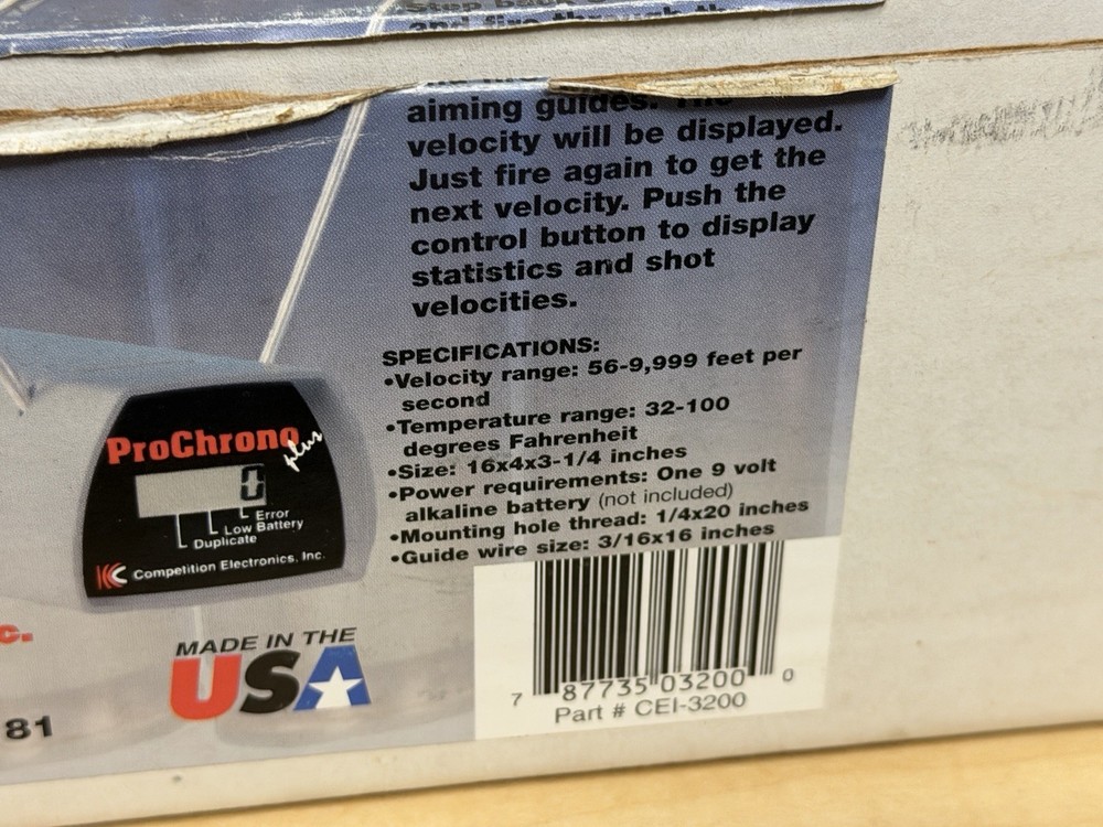 Prochrono Plus Chronograph Competition Velocity Electronics + Box VG Tested