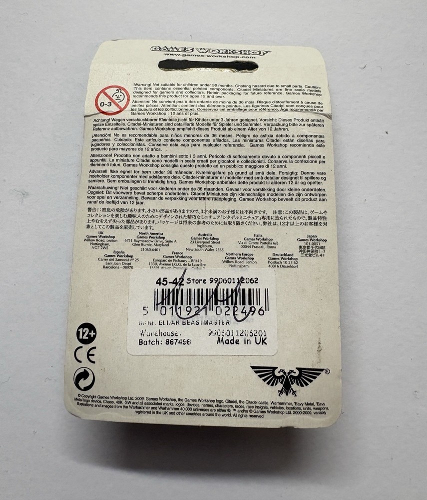 Warhammer 40K Dark Eldar Drukhari Beastmaster Metal Sealed Games Workshop